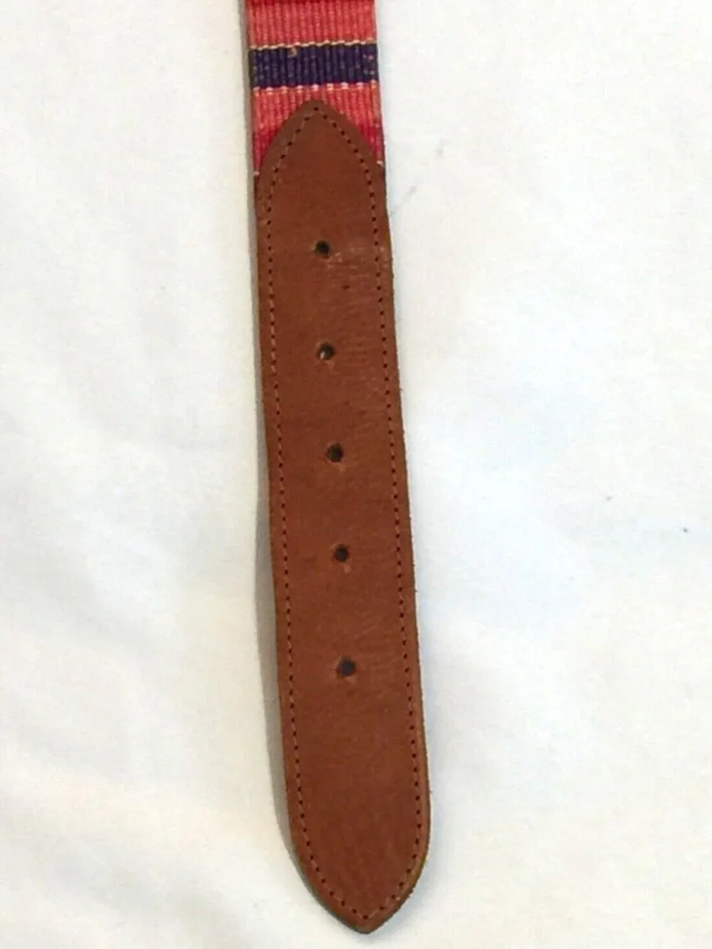 VINTAGE GUATEMALAN MULTICOLOR HANDWOVEN TEXTILE BUCKLE LEATHER BELT WOMENS 30